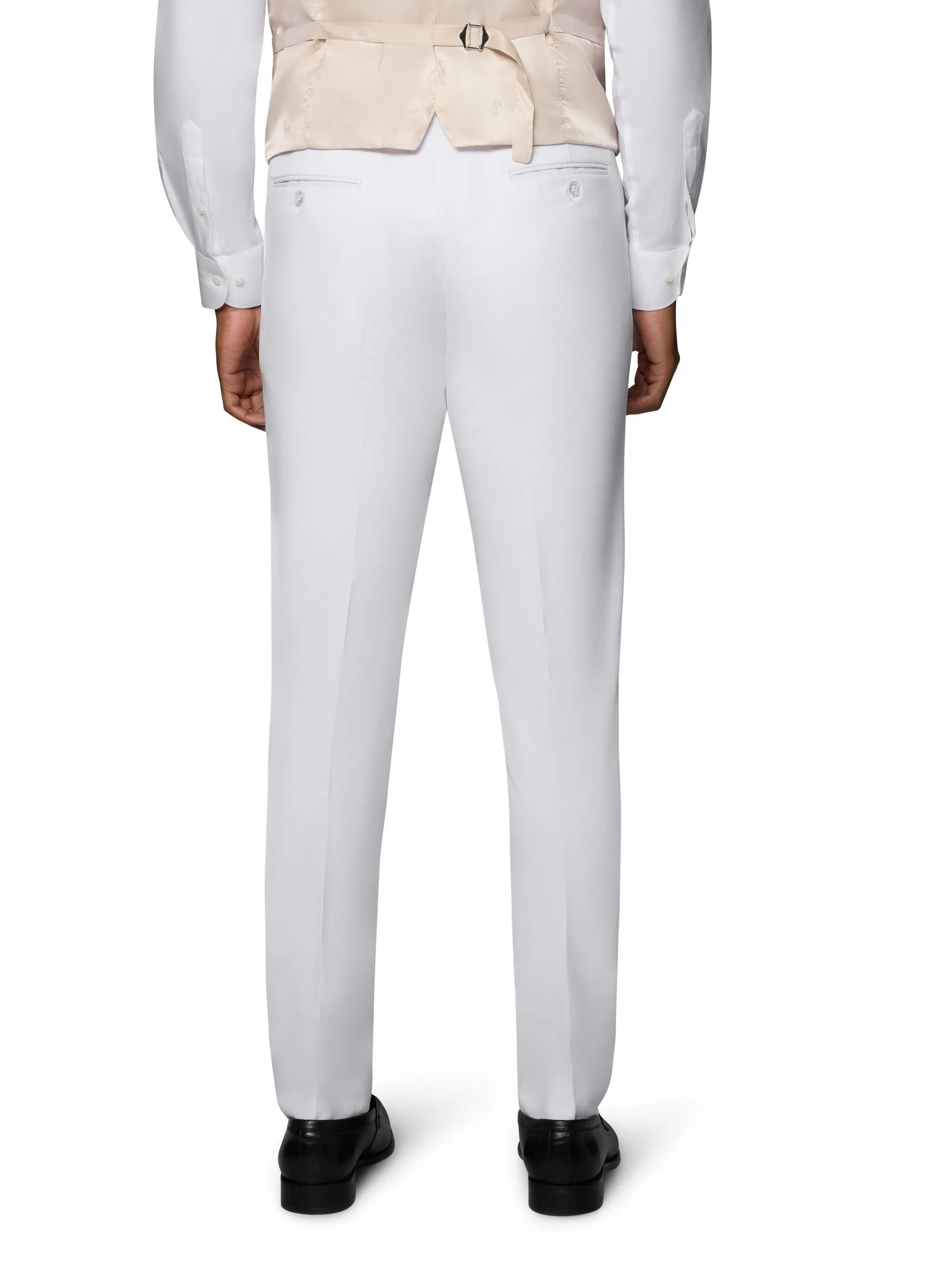 Bergamo Orange Vested Solid White Slim Fit