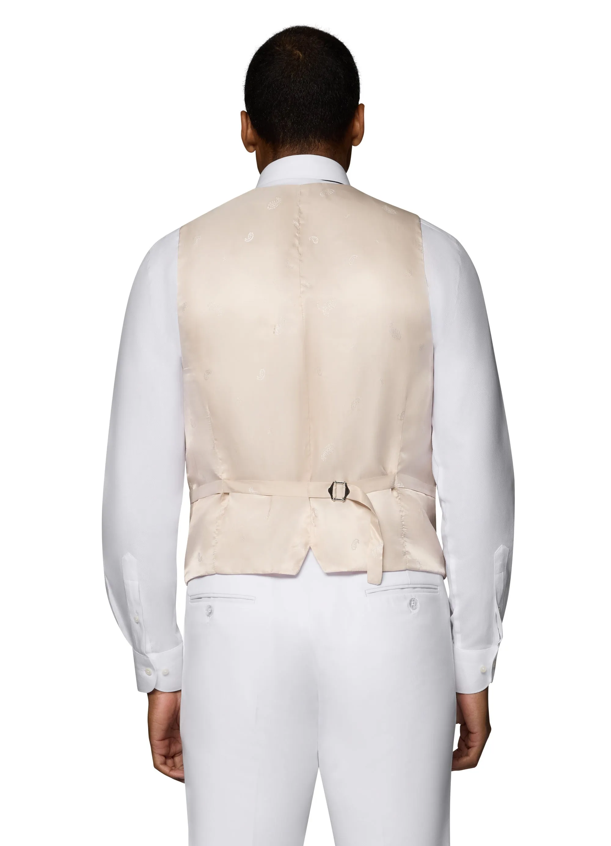 Bergamo Orange Vested Solid White Slim Fit