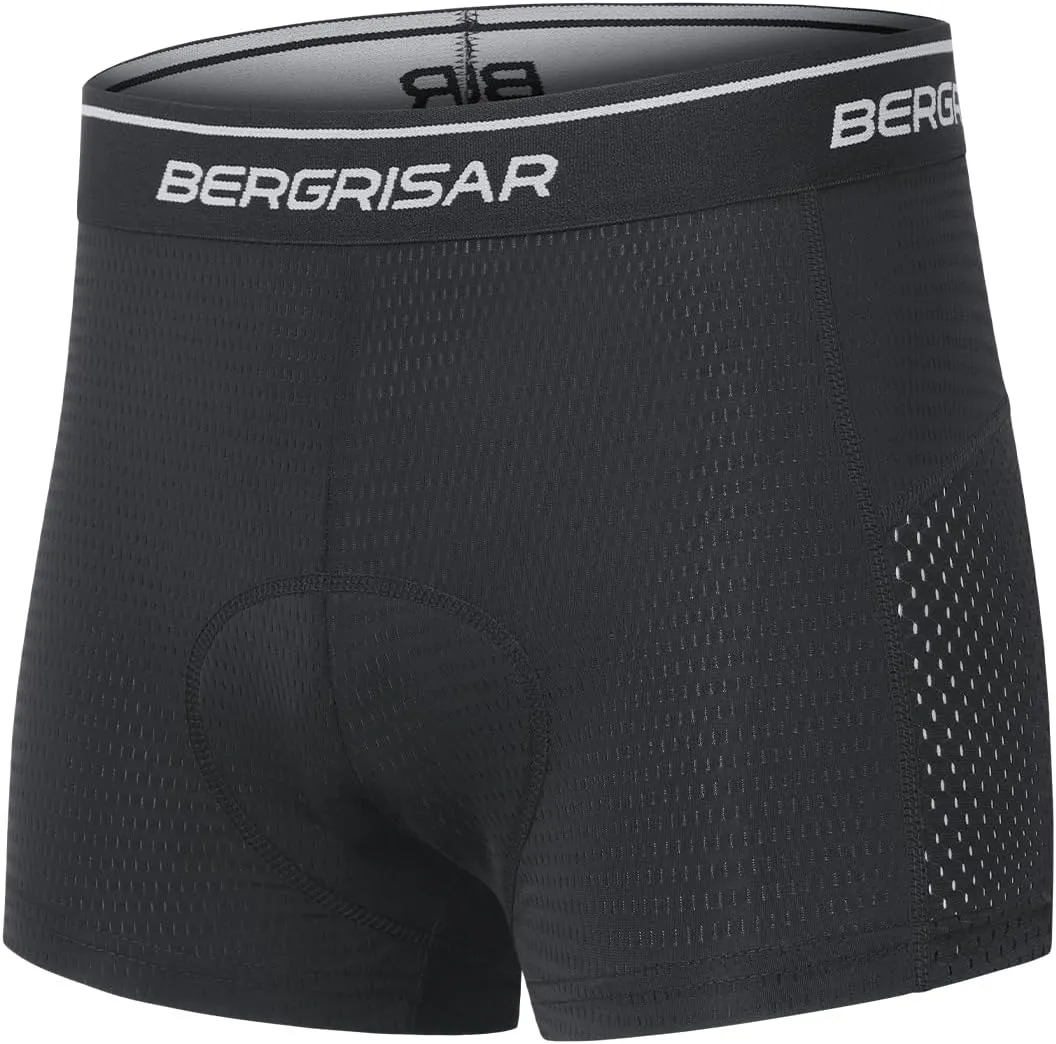 BERGRISAR Men's Cycling Underwear 3D Padded Bike Shorts Mountain Bike Liner Biking Bicycle Undershorts