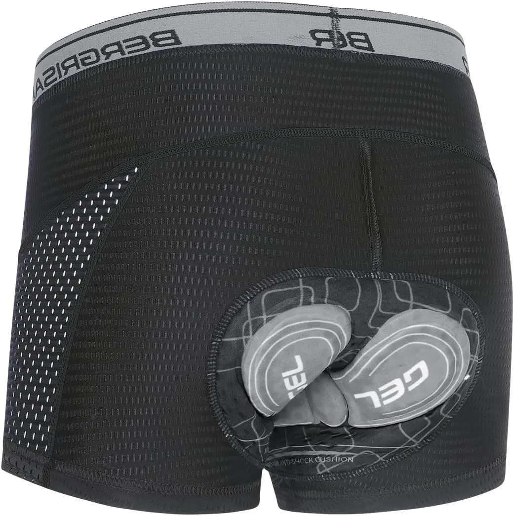 BERGRISAR Men's Cycling Underwear 3D Padded Bike Shorts Mountain Bike Liner Biking Bicycle Undershorts