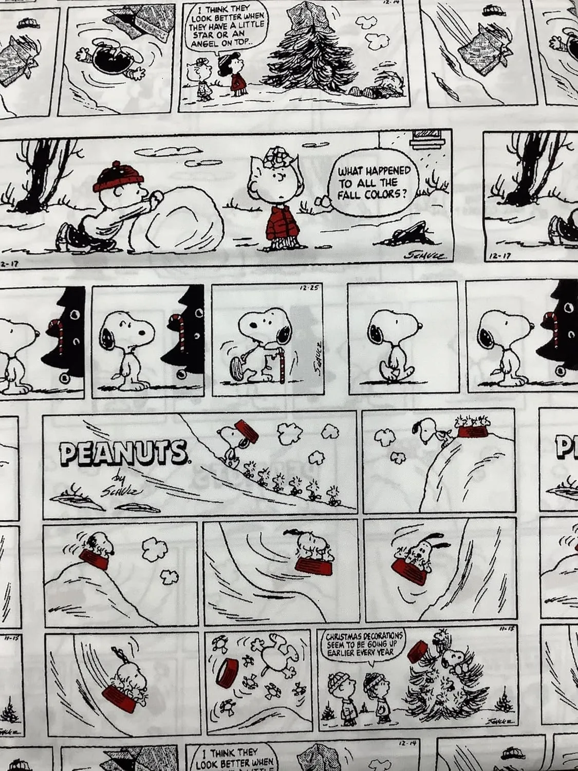 Berkshire Blanket & Home Co Peanuts Christmas Winter Themed Sheet Sets (White - Dog Bowl Sledding Comic Strip, Twin)