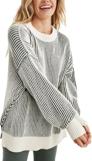 Beyond Chenille Sweater for Women 2024 Winter Crew Neck Pullover Sweater Color Block Knit Tops