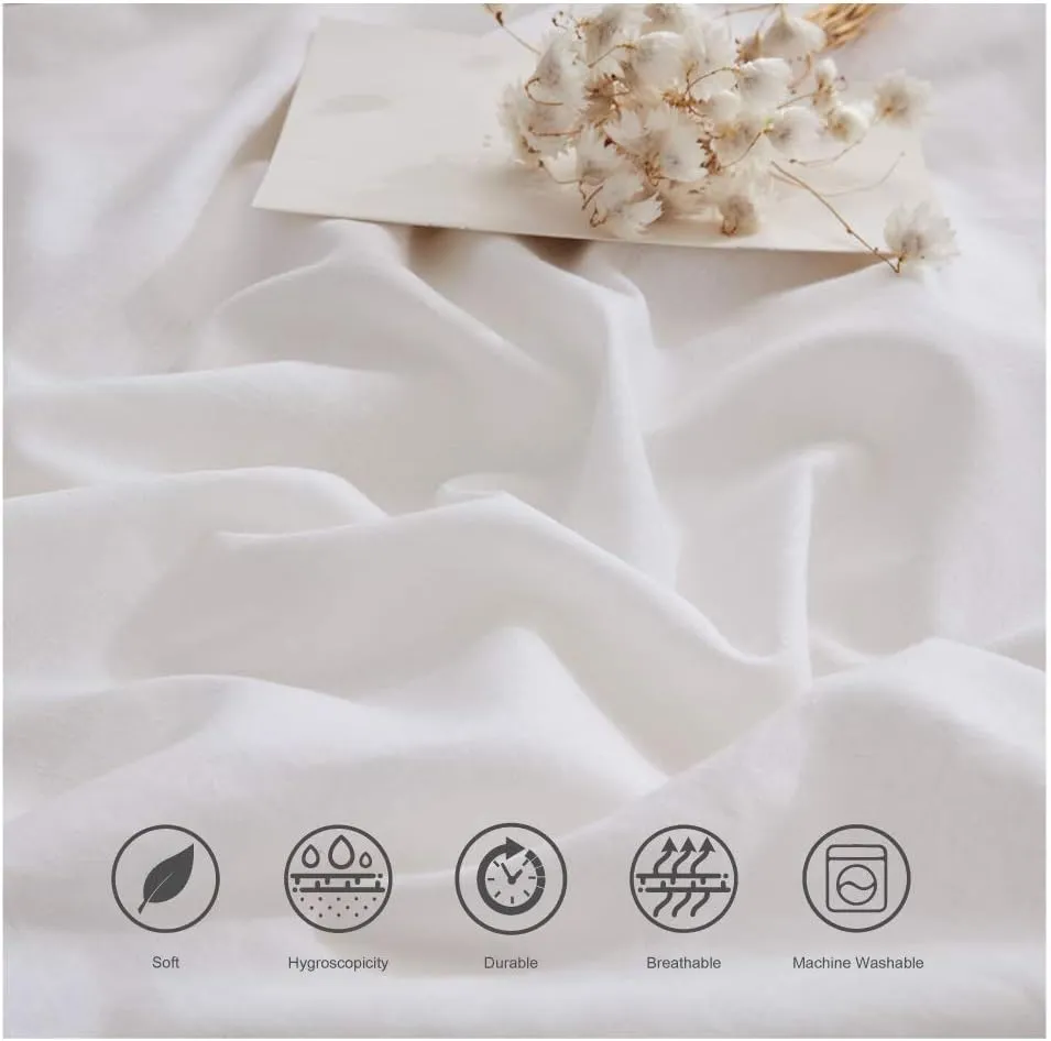 BISELINA Linen Sheet French Flax Flat Sheet Only 55% Euro Linen 45% Cotton Basic Style Solid Color Soft Breathable Farmhouse Top Sheet 1-Piece (King, White)