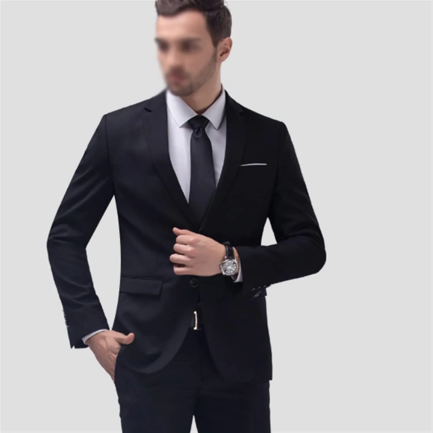 Black Men's Suit Set Formal Suit Jacket Pants Slim Men Suits Business Tuxedo 2 Piece Suit Wedding(XXXXXcode)
