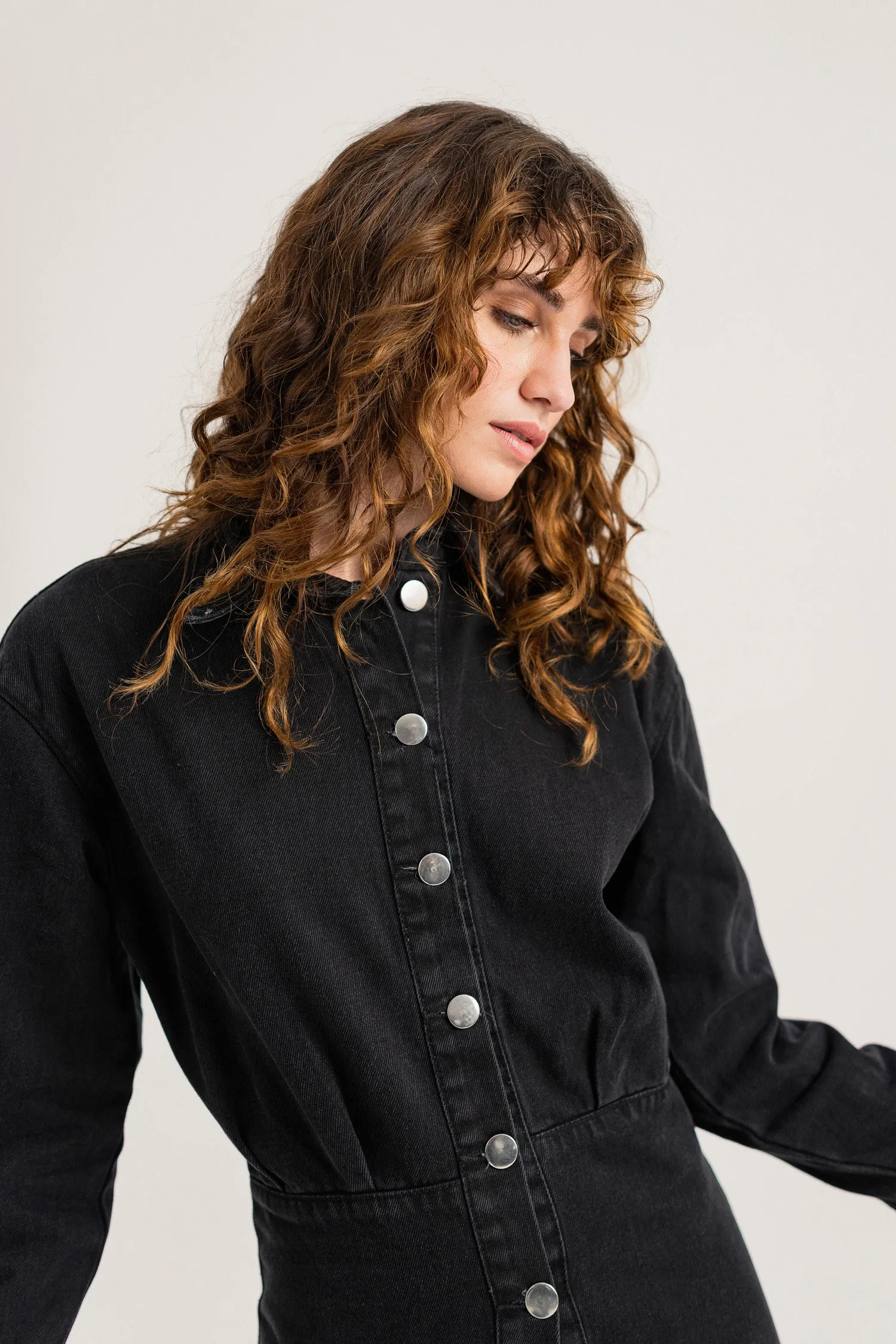 Black Mini Slim Fit Denim Dress