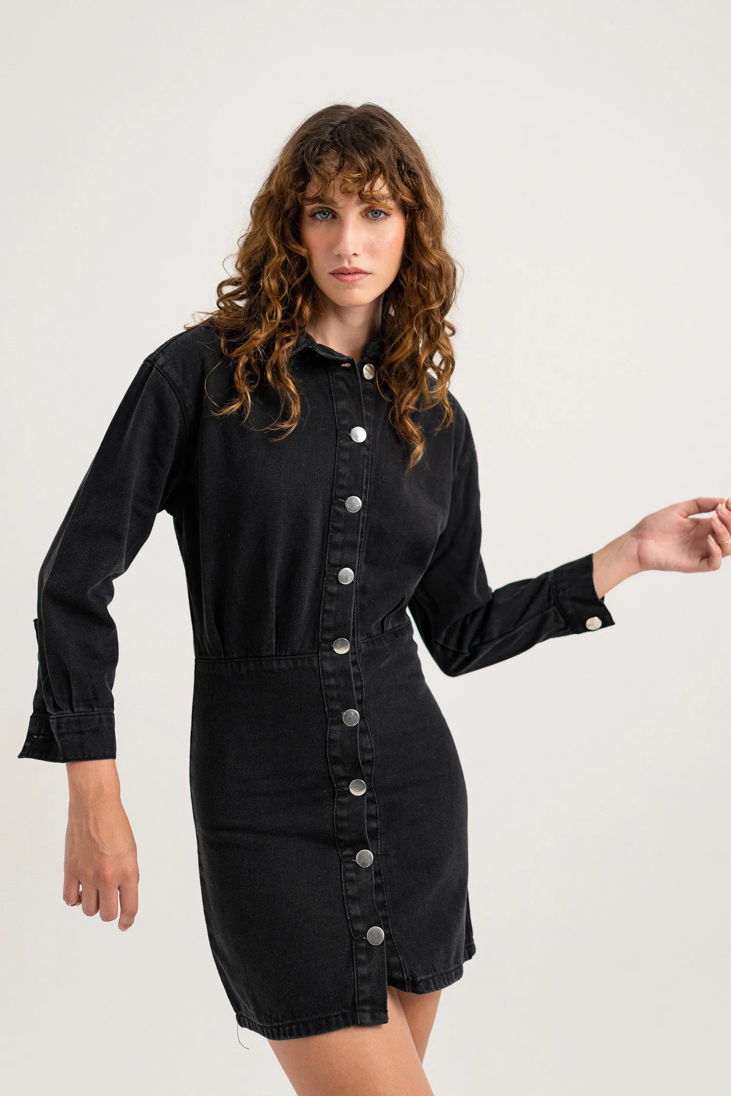 Black Mini Slim Fit Denim Dress
