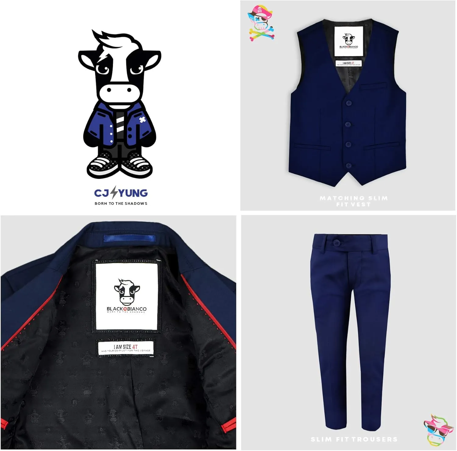 Black n Bianco Boys' First Class Slim Fit Suits Lightweight Style. Presented by Baby Muffin