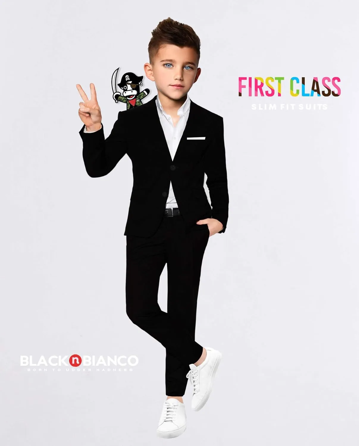 Black n Bianco Boys' First Class Slim Fit Suits Lightweight Style. Presented by Baby Muffin