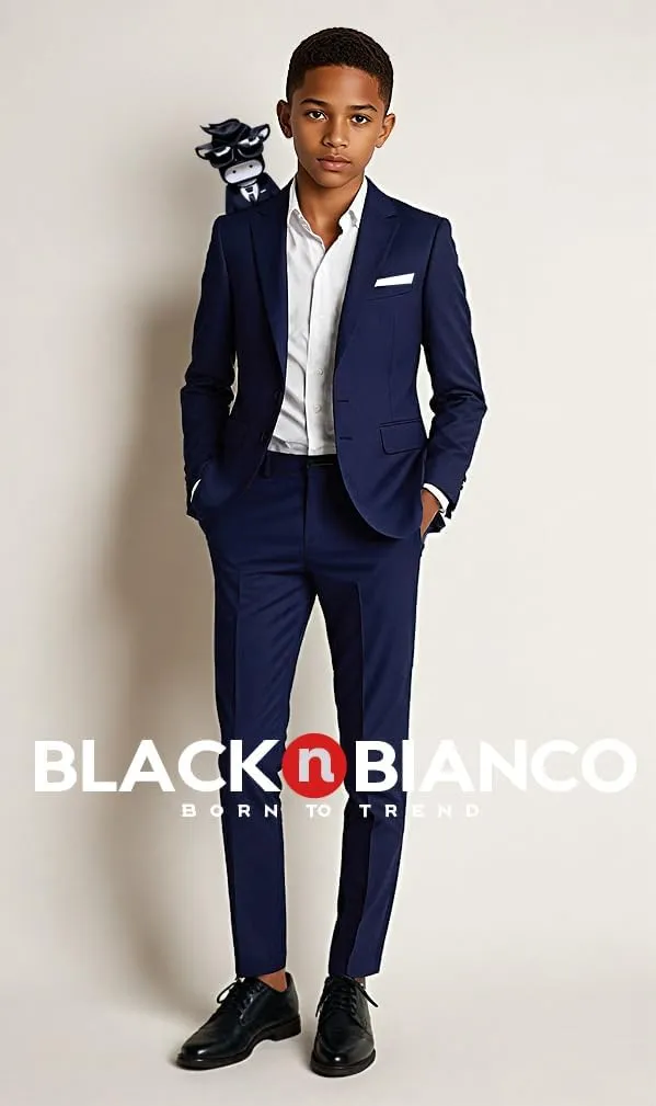 Black n Bianco Boys' First Class Slim Fit Suits Lightweight Style. Presented by Baby Muffin