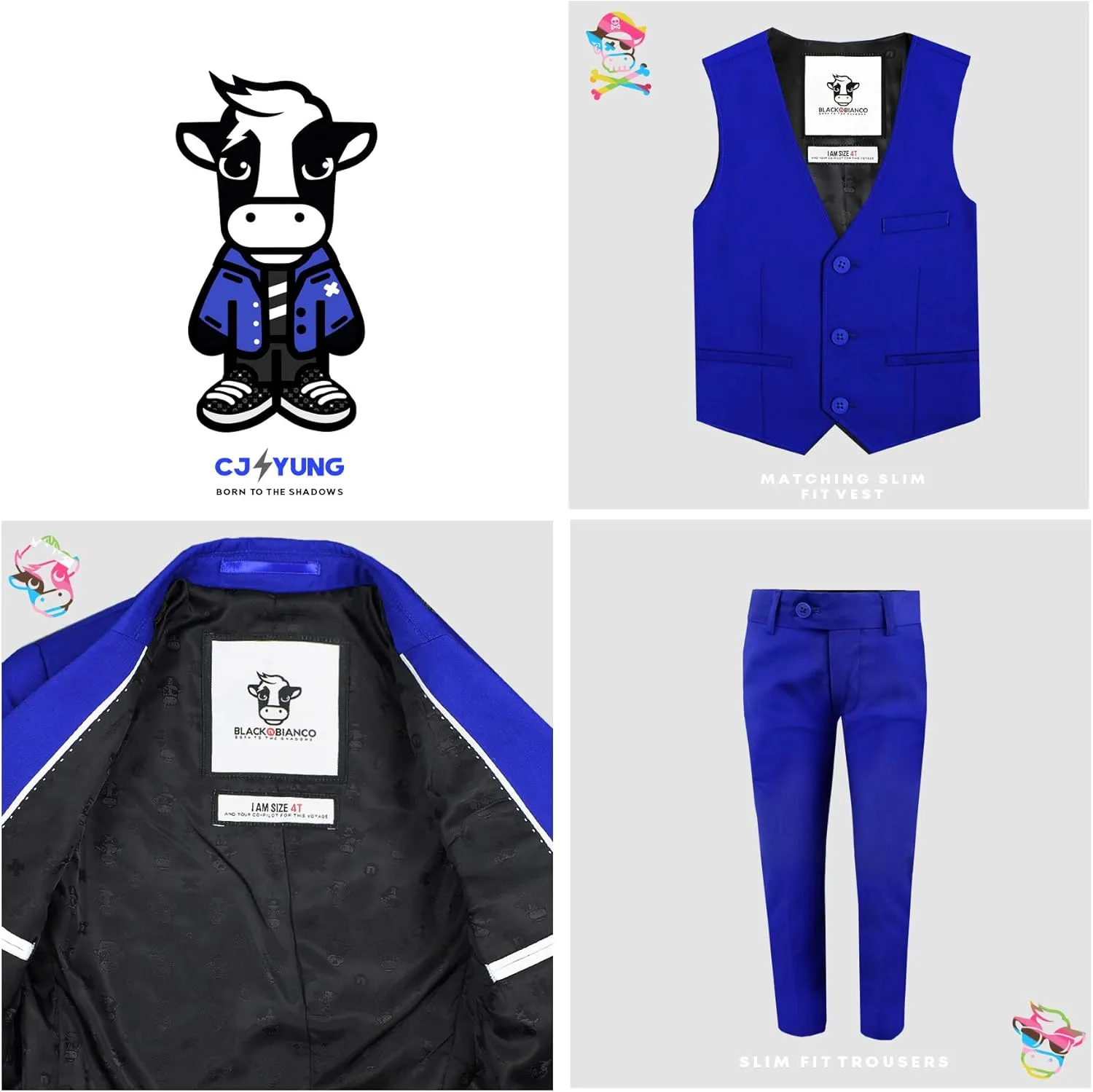 Black n Bianco Boys' First Class Slim Fit Suits Lightweight Style. Presented by Baby Muffin