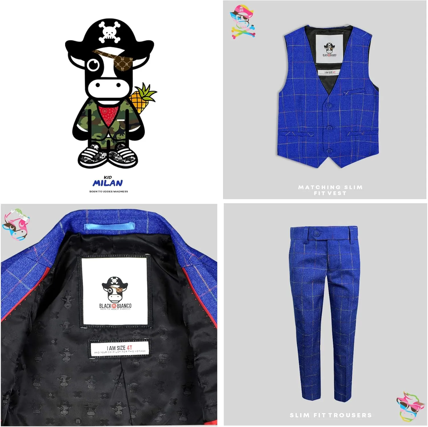 Black n Bianco Boys' First Class Slim Fit Suits Lightweight Style. Presented by Baby Muffin