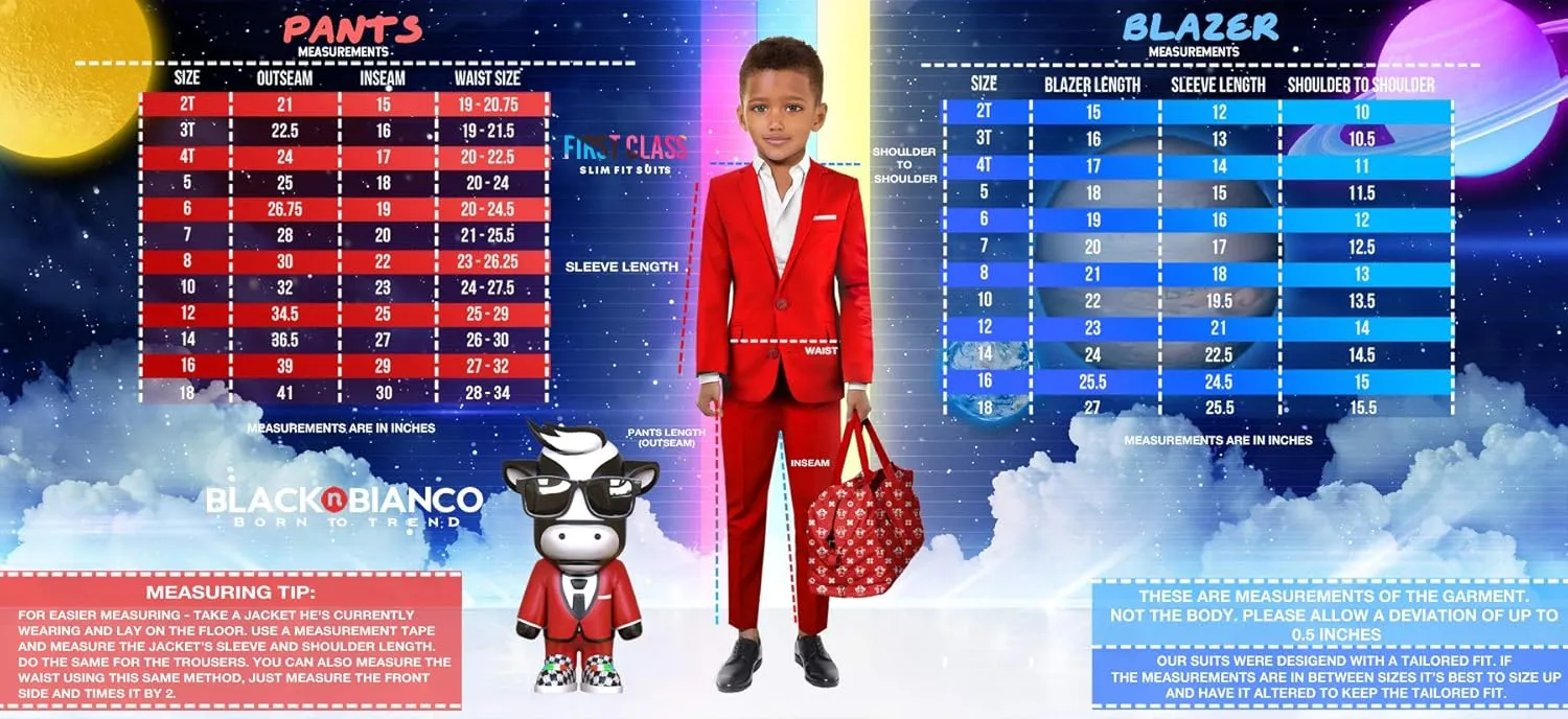 Black n Bianco Boys' First Class Slim Fit Suits Lightweight Style. Presented by Baby Muffin
