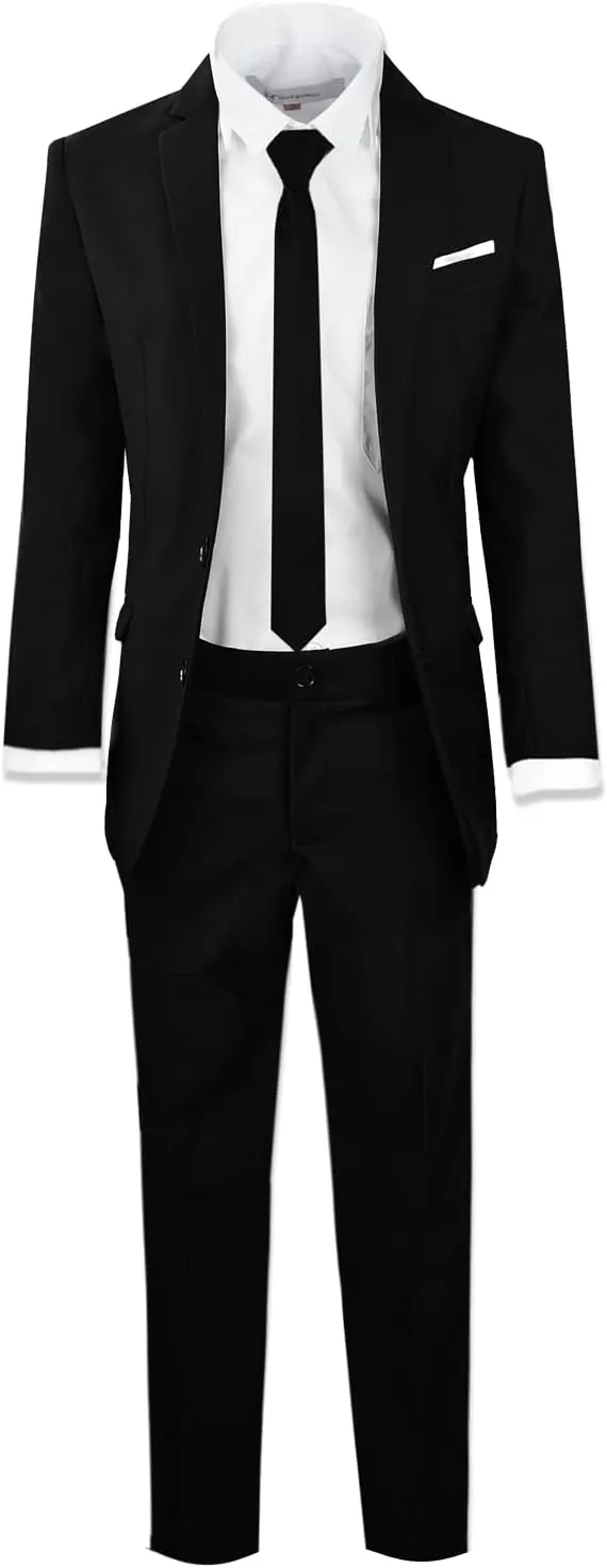 Black n Bianco Signature Boys' Slim Fit Suit Complete Outfit