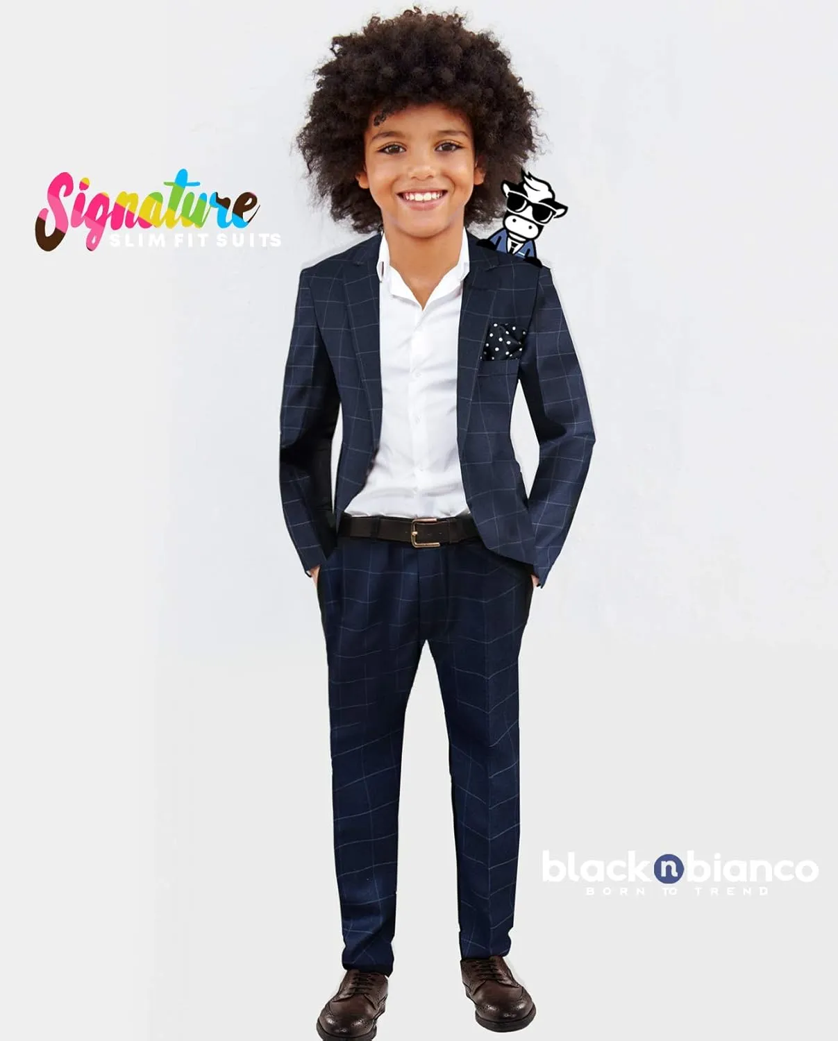 Black n Bianco Signature Boys' Slim Fit Suit Complete Outfit