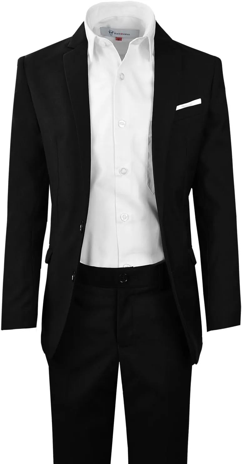 Black n Bianco Signature Boys' Slim Fit Suit Complete Outfit