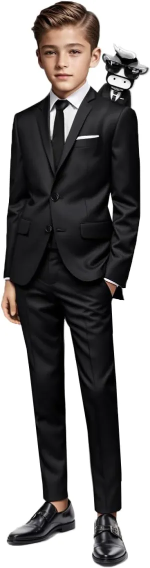 Black n Bianco Signature Boys' Slim Fit Suit Complete Outfit