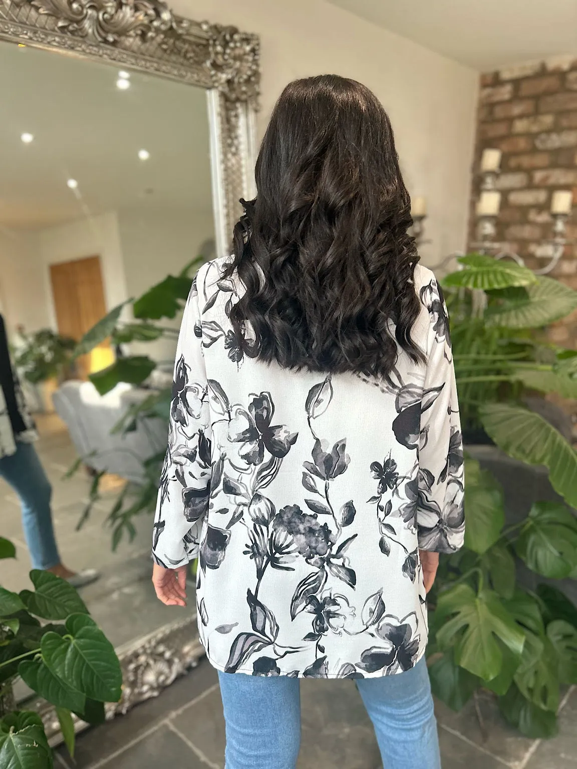 Black Watercolour Floral Layered Isla Jacket