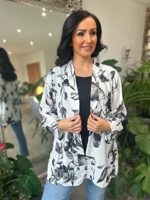 Black Watercolour Floral Layered Isla Jacket