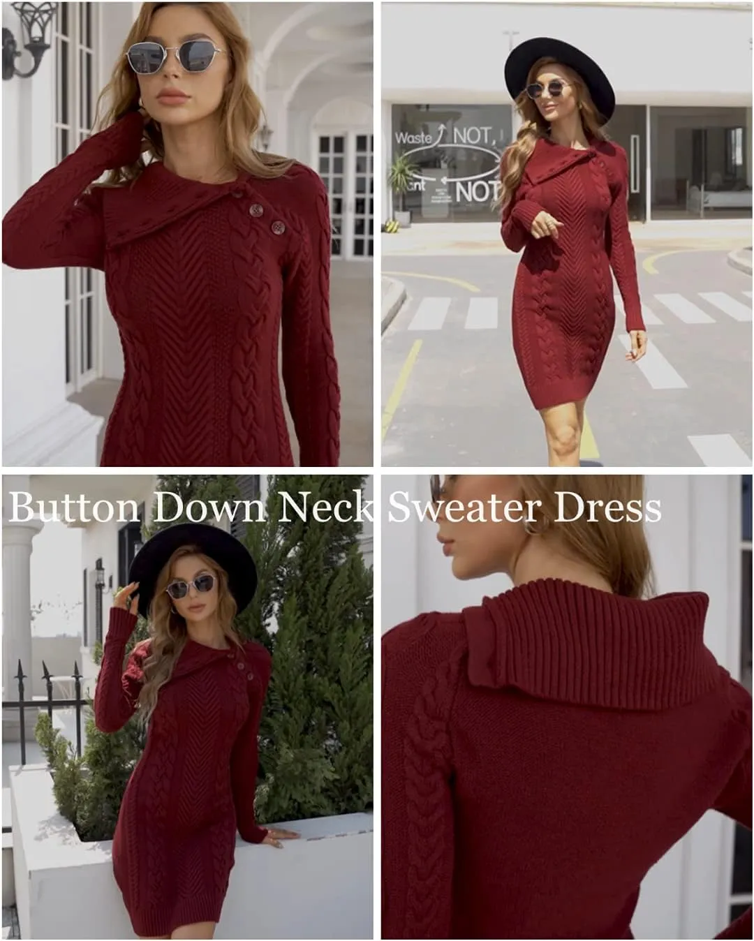 BLENCOT Womens Turtleneck Long Sleeve Elasticity Chunky Cable Knit Pullover Sweaters Jumper