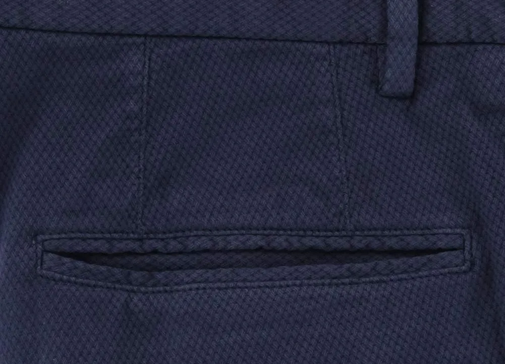Blue Solid Cotton Blend Pants - Slim