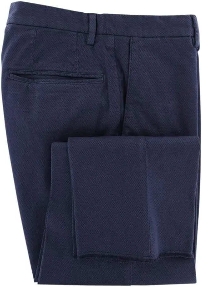 Blue Solid Cotton Blend Pants - Slim