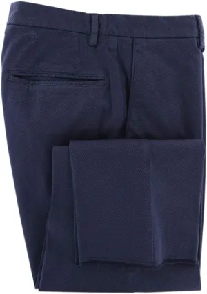 Blue Solid Cotton Blend Pants - Slim