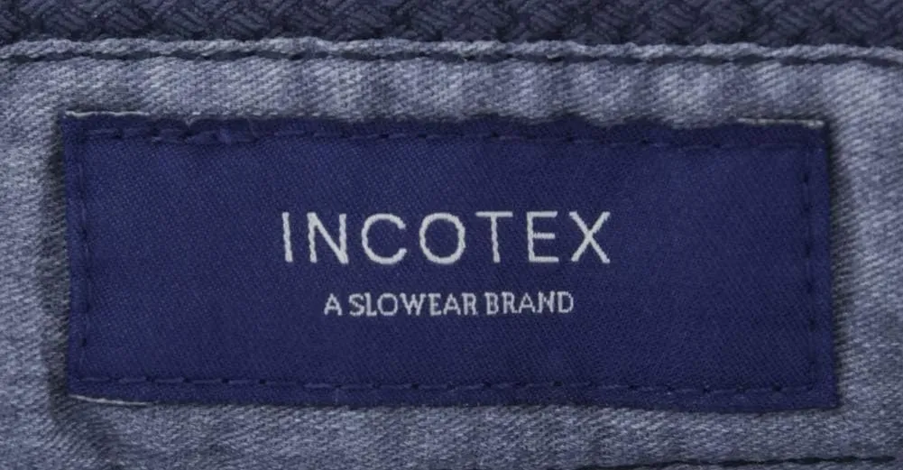 Blue Solid Cotton Blend Pants - Slim