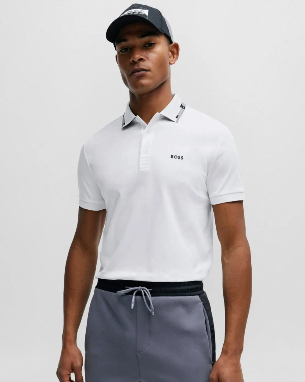 BOSS Green Paule Mens Slim-Fit Polo Shirt with Collar Graphics