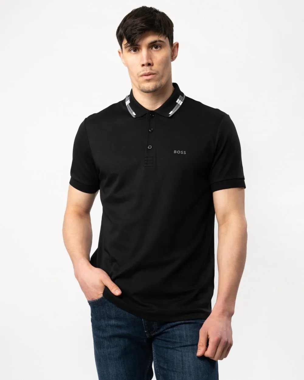 BOSS Green Paule Mens Slim-Fit Polo Shirt with Collar Graphics