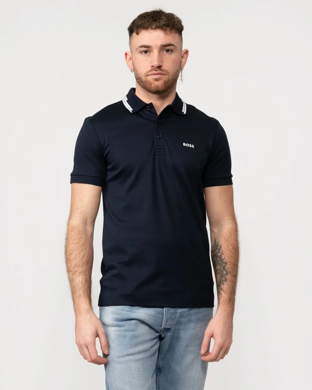 BOSS Green Paule Mens Slim-Fit Polo Shirt with Collar Graphics