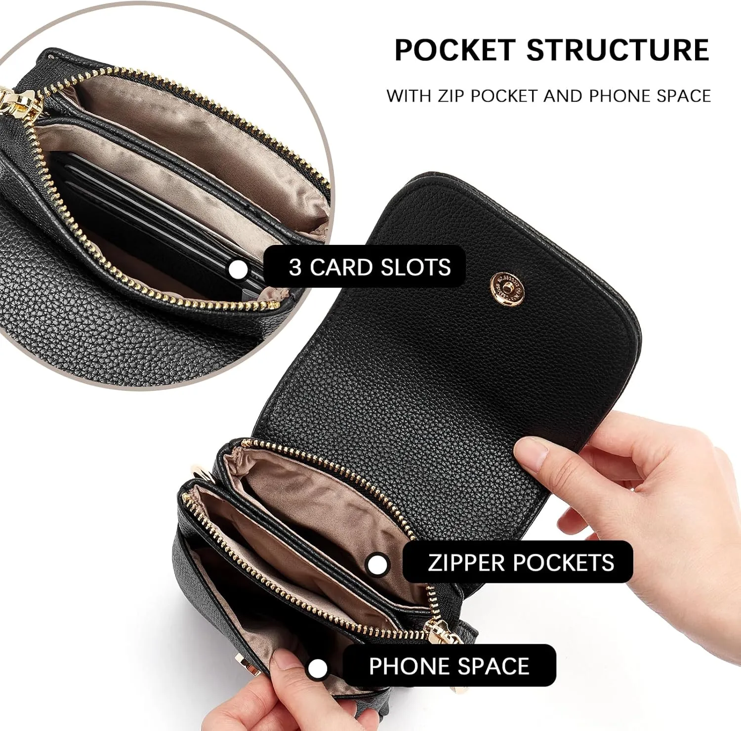 BOSTANTEN Vegan Leather Small Crossbody Bags for Women Designer Cell Phone Bag Wallet Purses Adjustable Strap