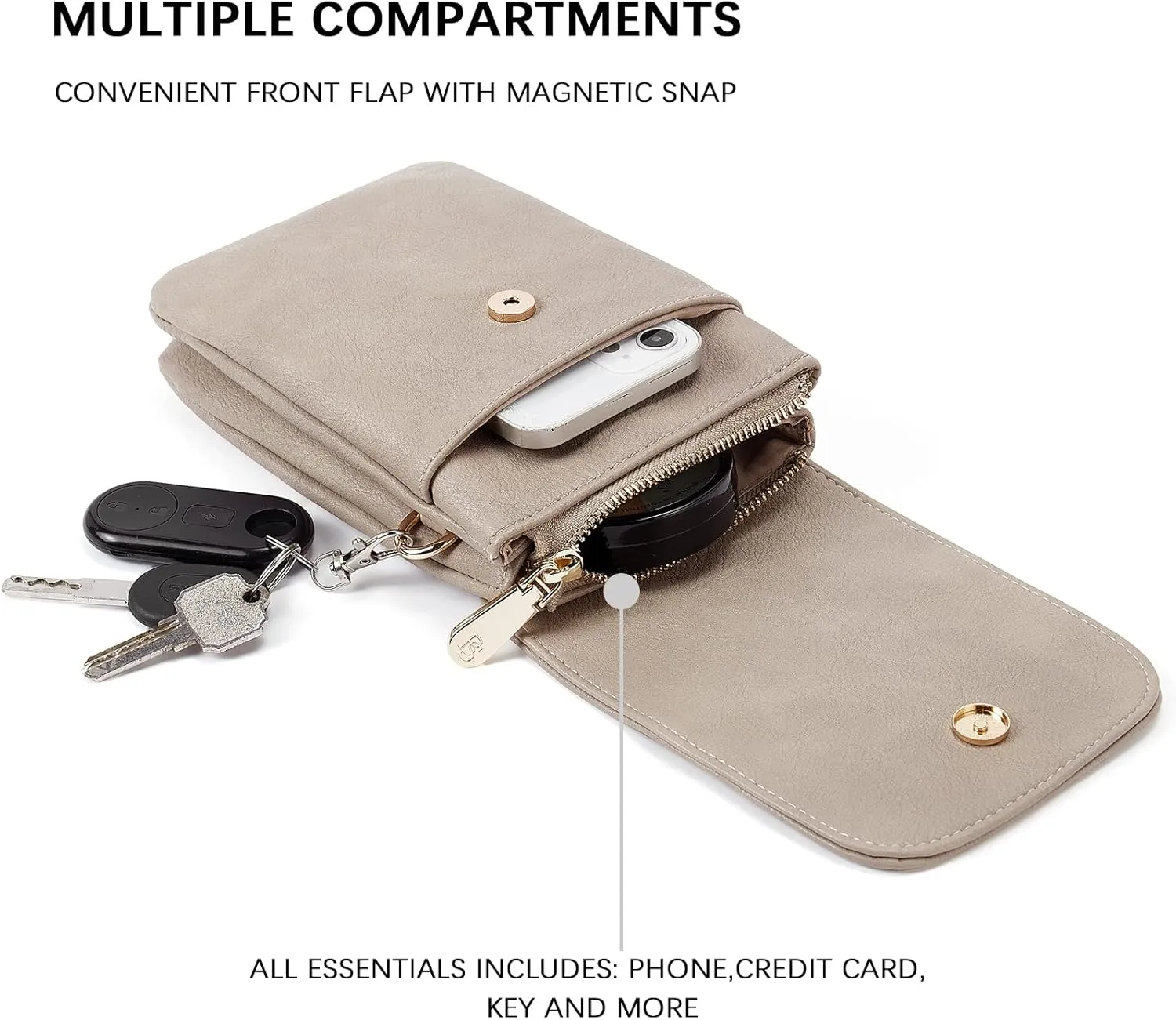 BOSTANTEN Vegan Leather Small Crossbody Bags for Women Designer Cell Phone Bag Wallet Purses Adjustable Strap