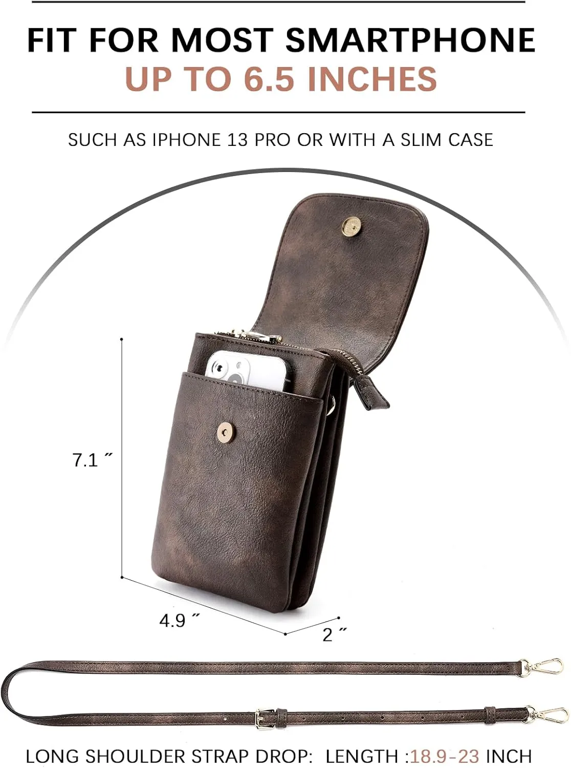 BOSTANTEN Vegan Leather Small Crossbody Bags for Women Designer Cell Phone Bag Wallet Purses Adjustable Strap