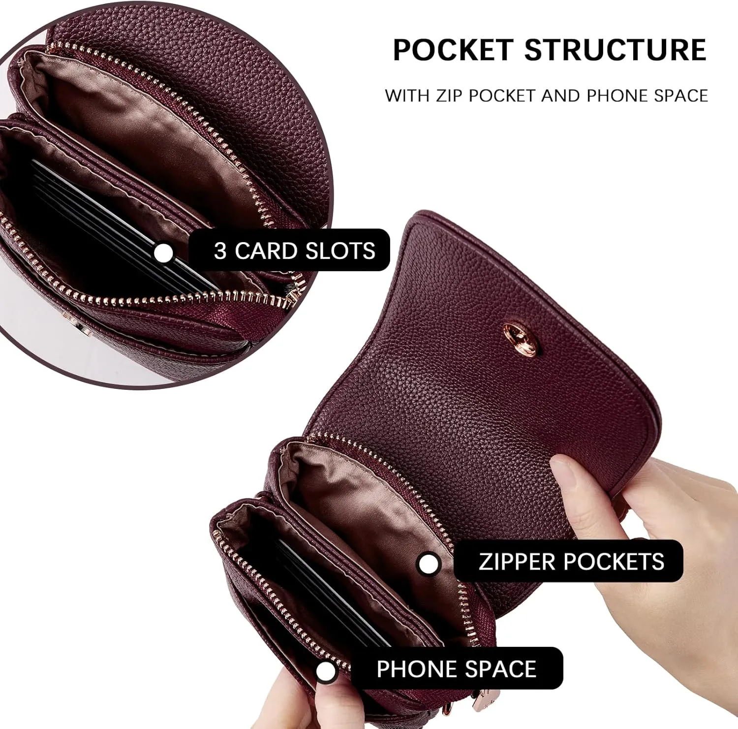 BOSTANTEN Vegan Leather Small Crossbody Bags for Women Designer Cell Phone Bag Wallet Purses Adjustable Strap