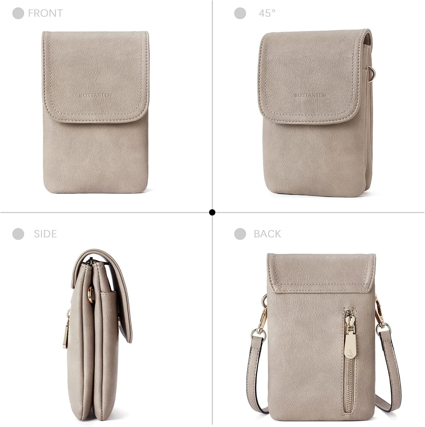BOSTANTEN Vegan Leather Small Crossbody Bags for Women Designer Cell Phone Bag Wallet Purses Adjustable Strap