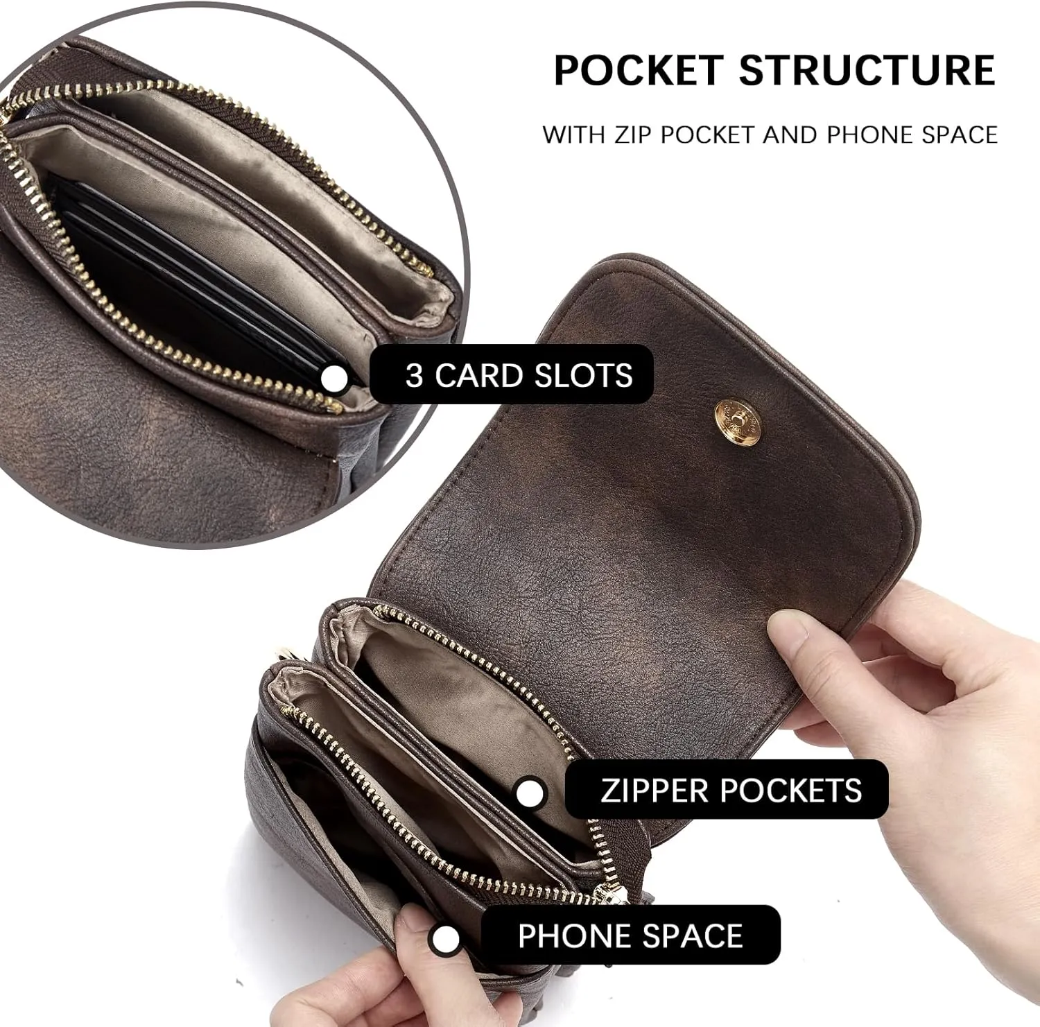 BOSTANTEN Vegan Leather Small Crossbody Bags for Women Designer Cell Phone Bag Wallet Purses Adjustable Strap