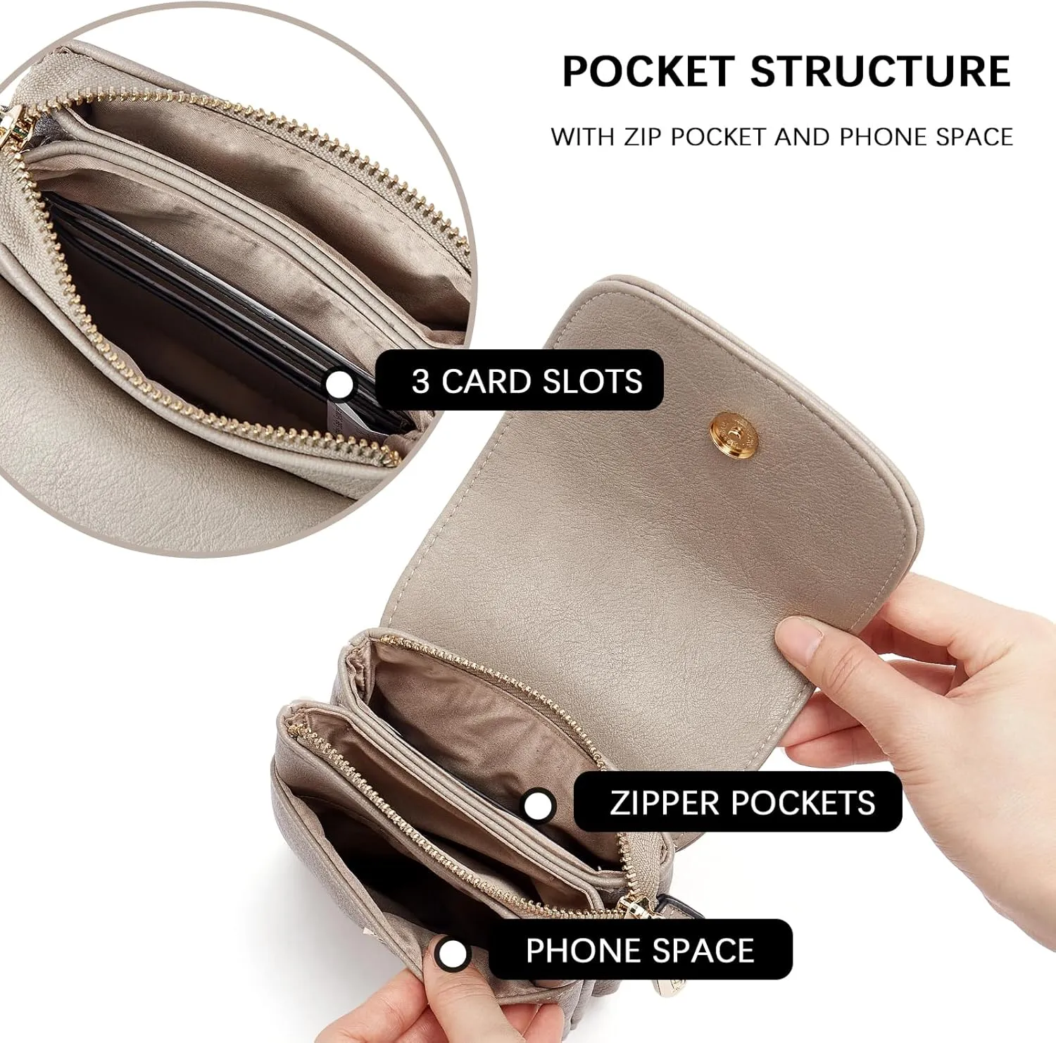 BOSTANTEN Vegan Leather Small Crossbody Bags for Women Designer Cell Phone Bag Wallet Purses Adjustable Strap