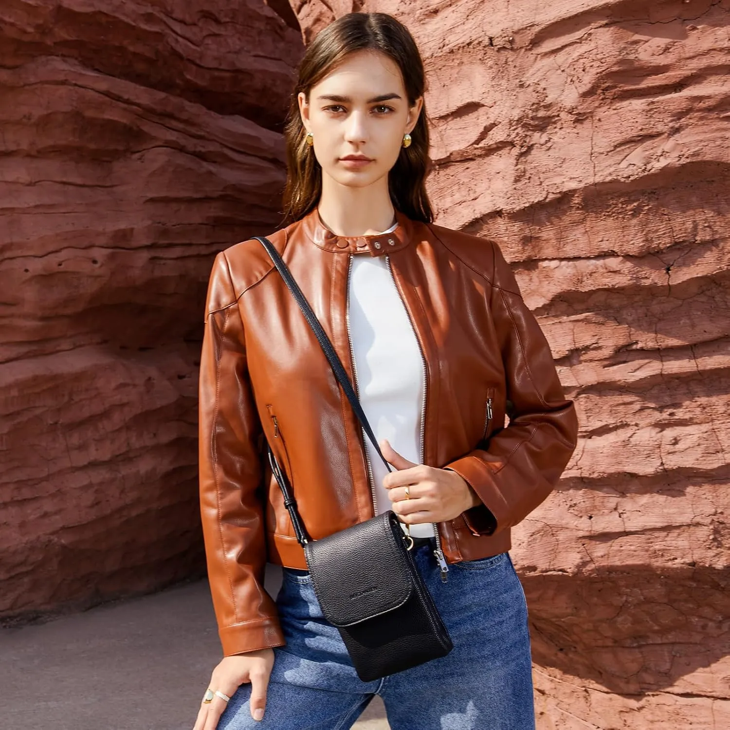 BOSTANTEN Vegan Leather Small Crossbody Bags for Women Designer Cell Phone Bag Wallet Purses Adjustable Strap