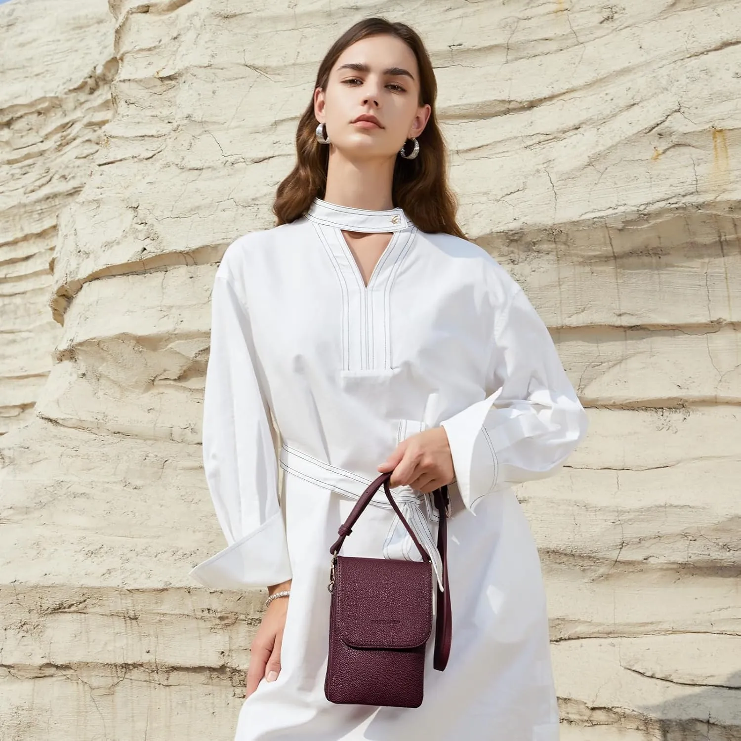 BOSTANTEN Vegan Leather Small Crossbody Bags for Women Designer Cell Phone Bag Wallet Purses Adjustable Strap
