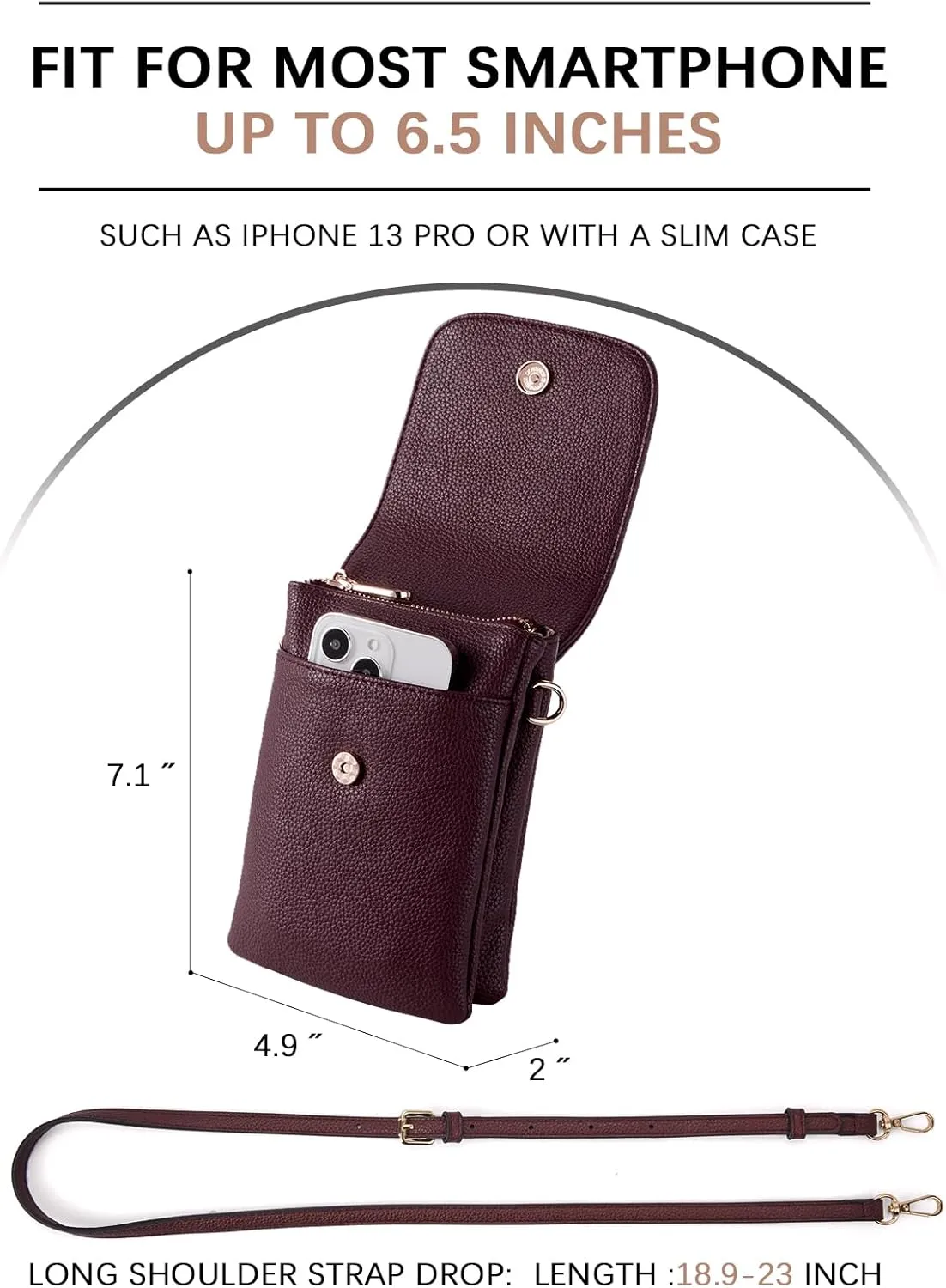 BOSTANTEN Vegan Leather Small Crossbody Bags for Women Designer Cell Phone Bag Wallet Purses Adjustable Strap