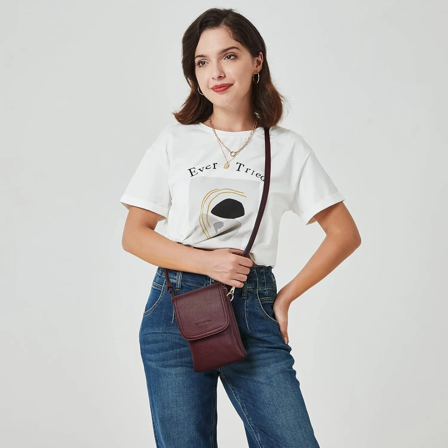 BOSTANTEN Vegan Leather Small Crossbody Bags for Women Designer Cell Phone Bag Wallet Purses Adjustable Strap