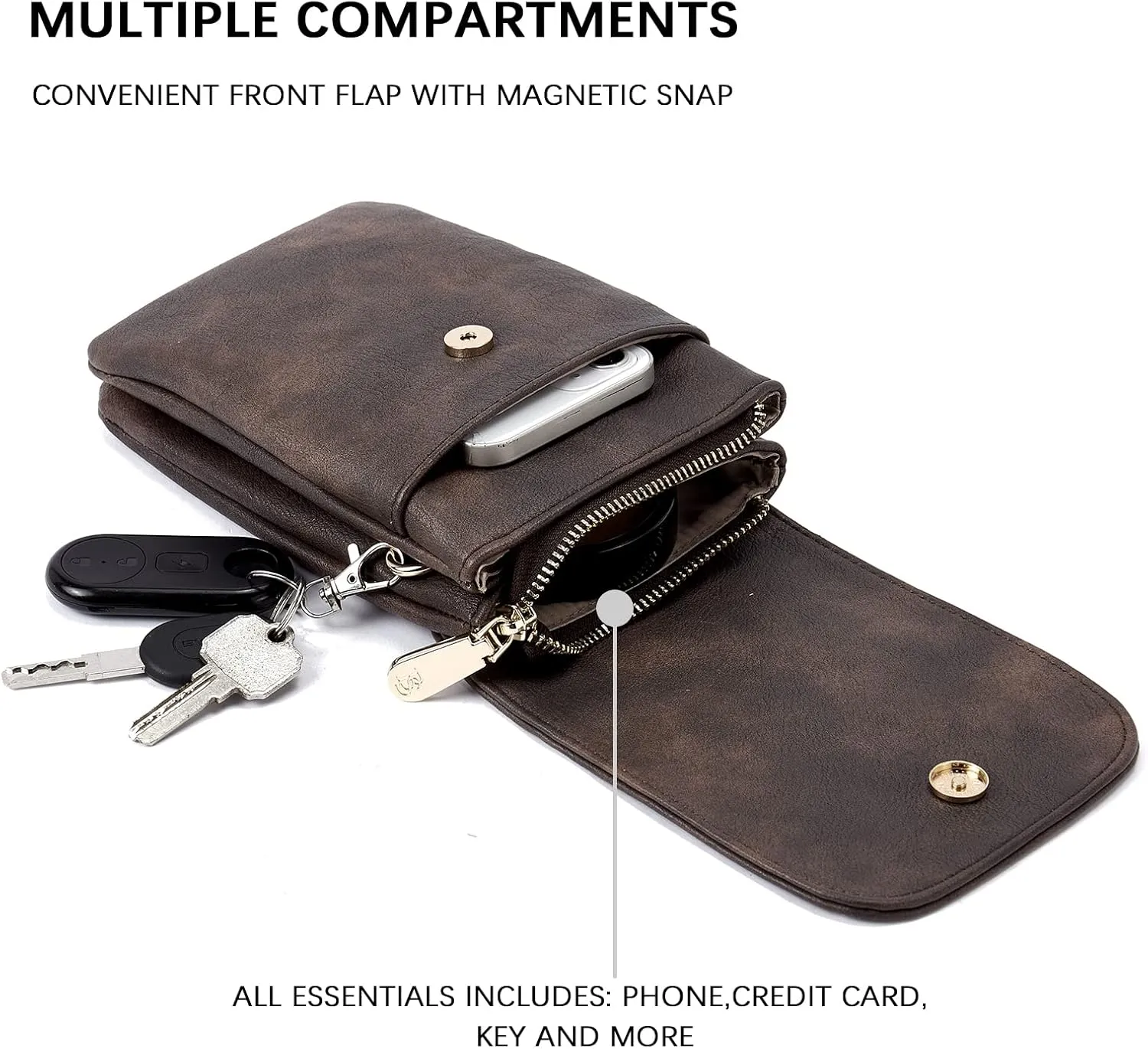 BOSTANTEN Vegan Leather Small Crossbody Bags for Women Designer Cell Phone Bag Wallet Purses Adjustable Strap
