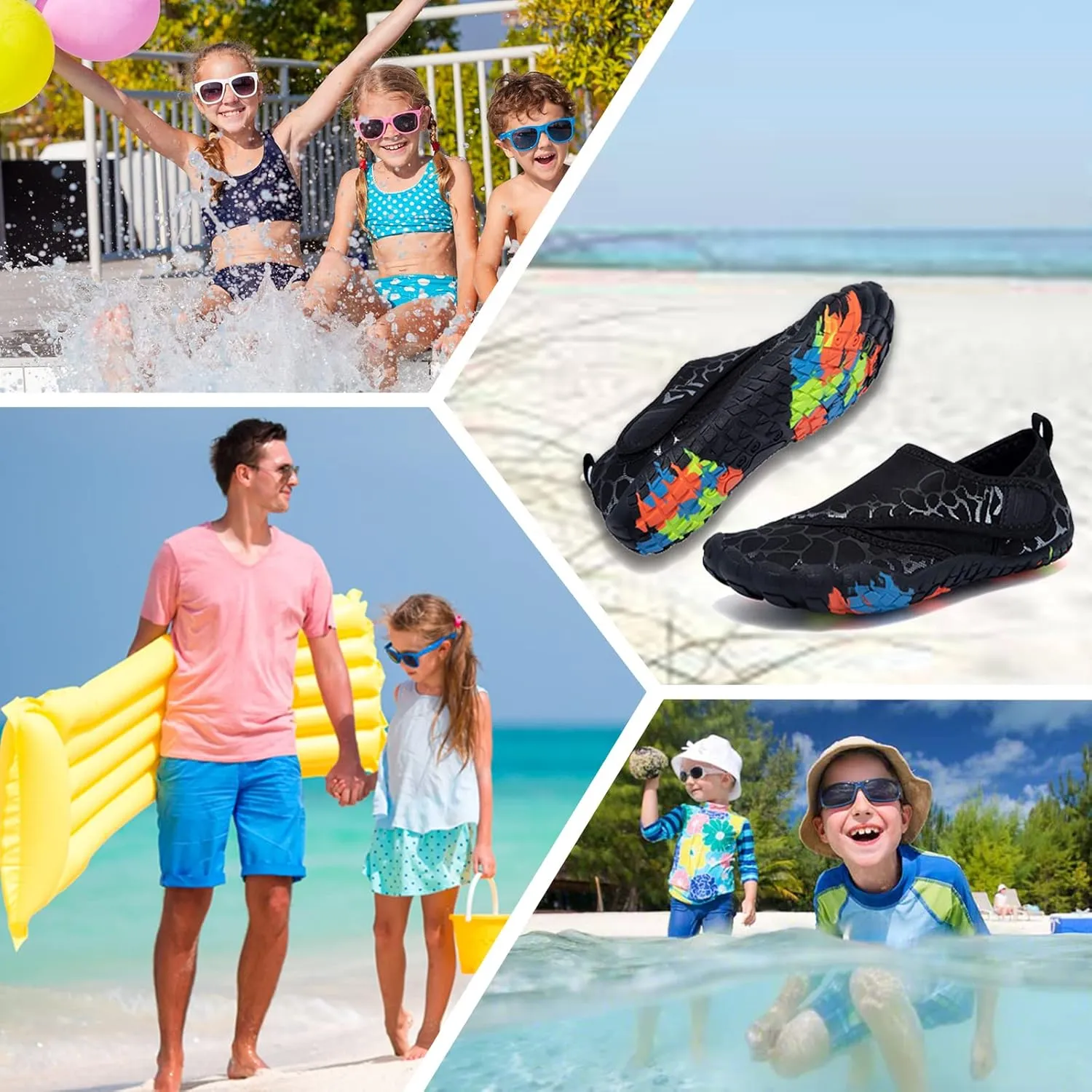 Boys & Girls Water Shoes Lightweight Comfort Sole Easy Walking Athletic Slip on Aqua 5 Toe Sock(Toddler/Little Kid/Big Kid)