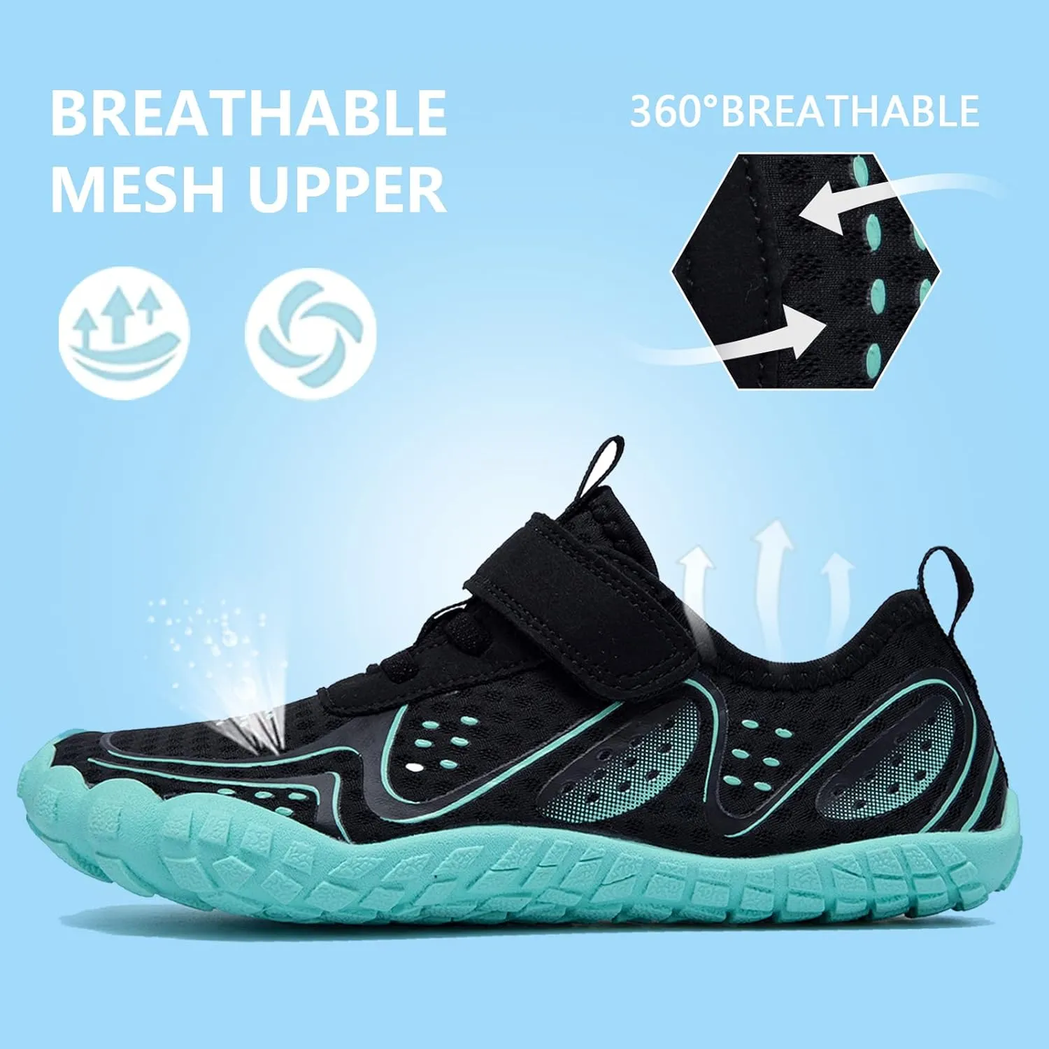 Boys & Girls Water Shoes Lightweight Comfort Sole Easy Walking Athletic Slip on Aqua 5 Toe Sock(Toddler/Little Kid/Big Kid)