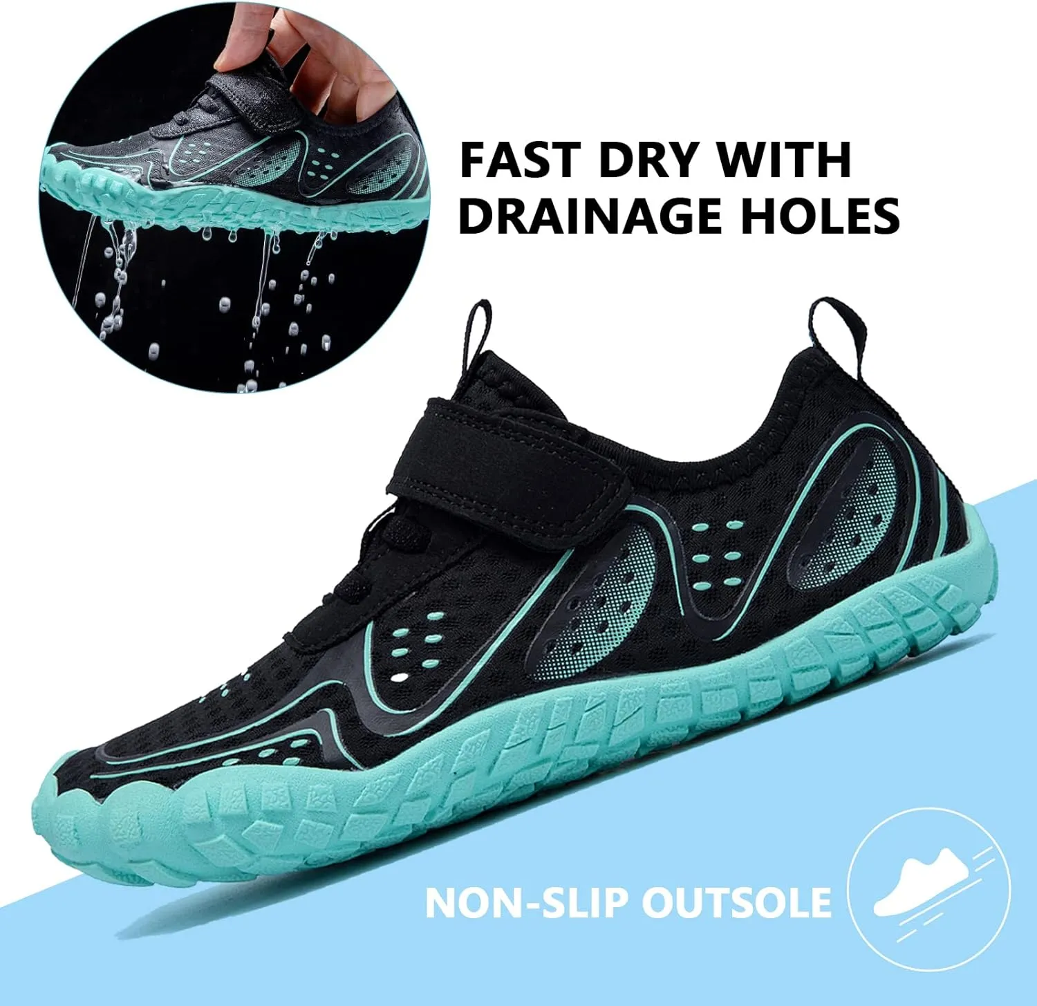 Boys & Girls Water Shoes Lightweight Comfort Sole Easy Walking Athletic Slip on Aqua 5 Toe Sock(Toddler/Little Kid/Big Kid)