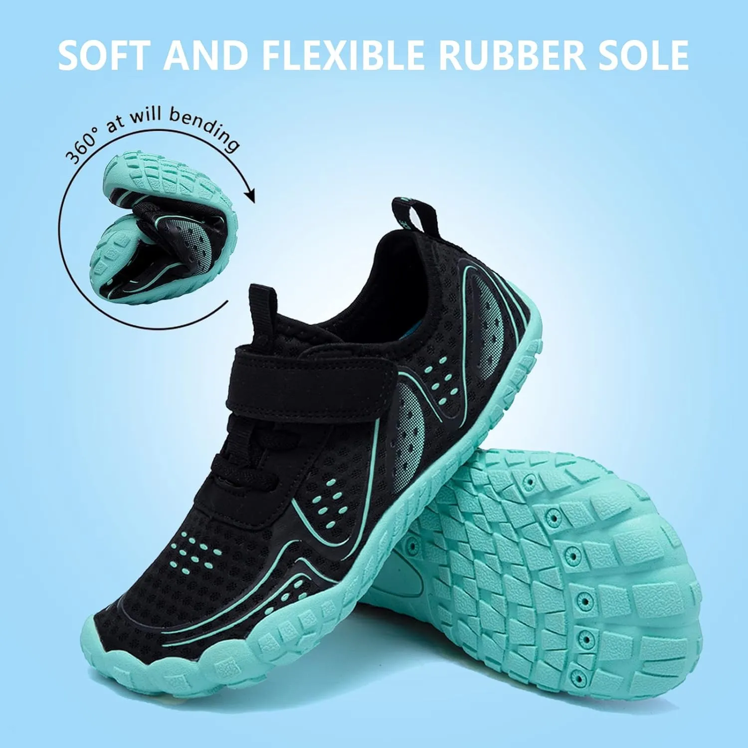 Boys & Girls Water Shoes Lightweight Comfort Sole Easy Walking Athletic Slip on Aqua 5 Toe Sock(Toddler/Little Kid/Big Kid)