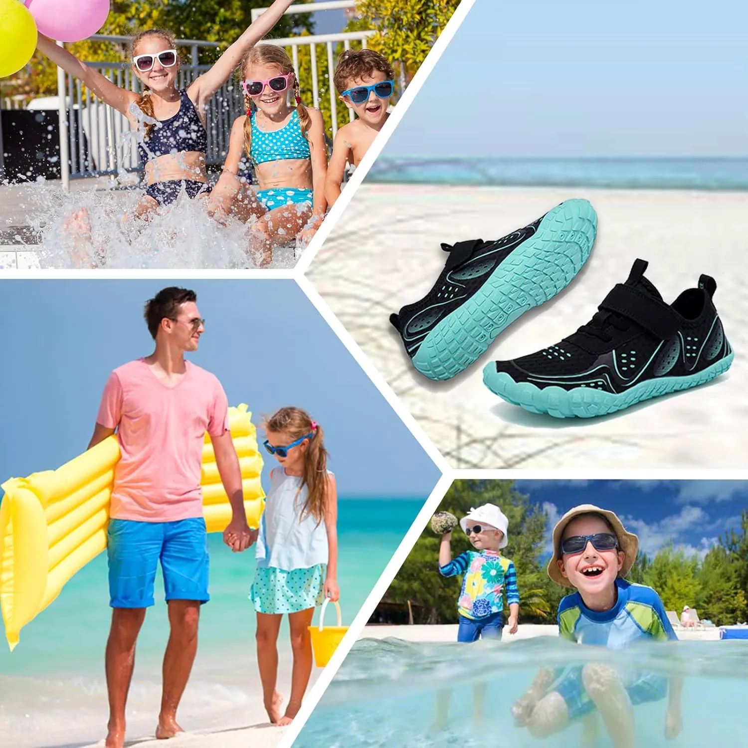 Boys & Girls Water Shoes Lightweight Comfort Sole Easy Walking Athletic Slip on Aqua 5 Toe Sock(Toddler/Little Kid/Big Kid)