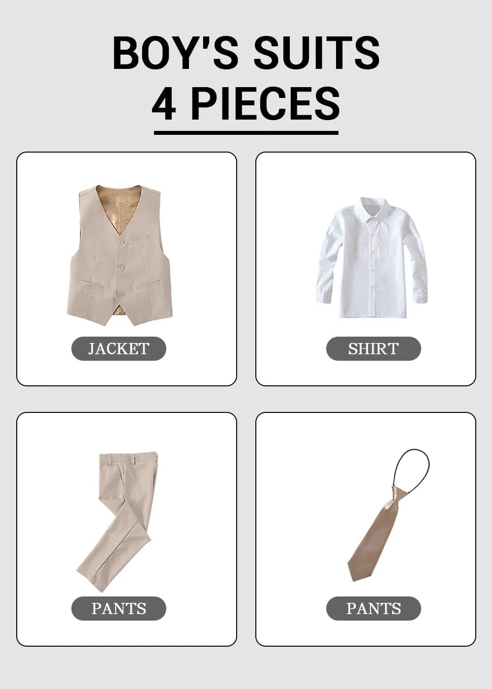 Boys' Formal Suit Set Slim Fit Kids Formal Suits Toddler Tuxedo Wedding Prom Classic Outfit for Teen