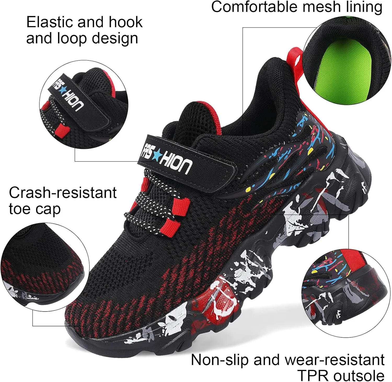 Boys Girls Sneakers Slip On Athletic Running Shoes