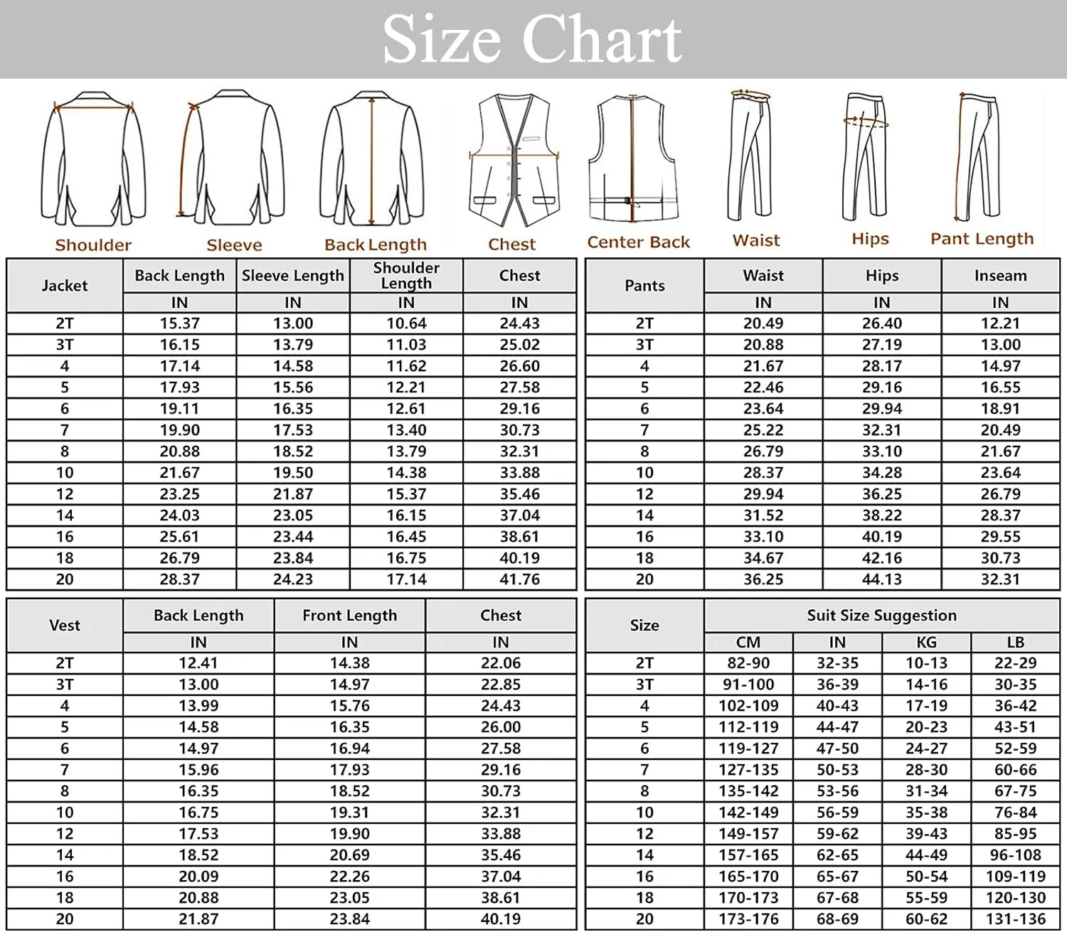 Boys Suits 5 Piece Formal Suit Set Slim Fit Formal Dress Clothes Ring Bearer Outfit for Kids